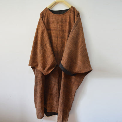 edoa Reversible Loose Fitting Cracked Mud Silk Dress 