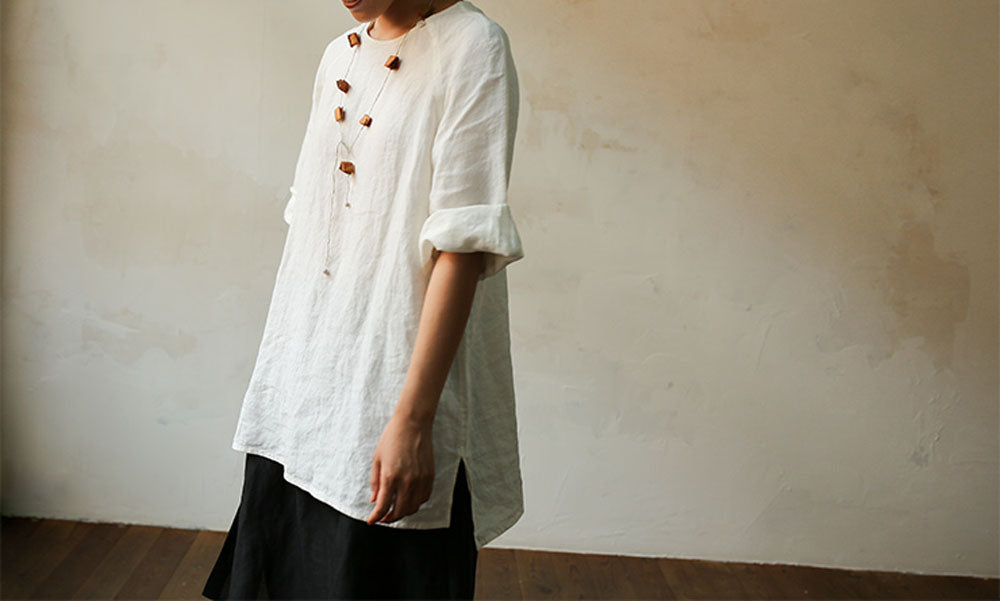 edoa Washed French Linen Tunic Top