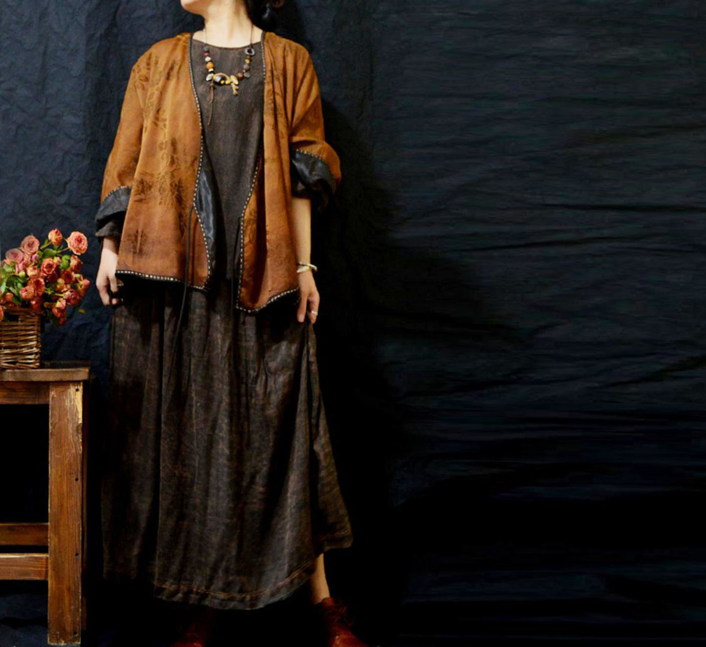 edoa Reversible Mud Silk Rayon Blend Jacquard Hanfu 