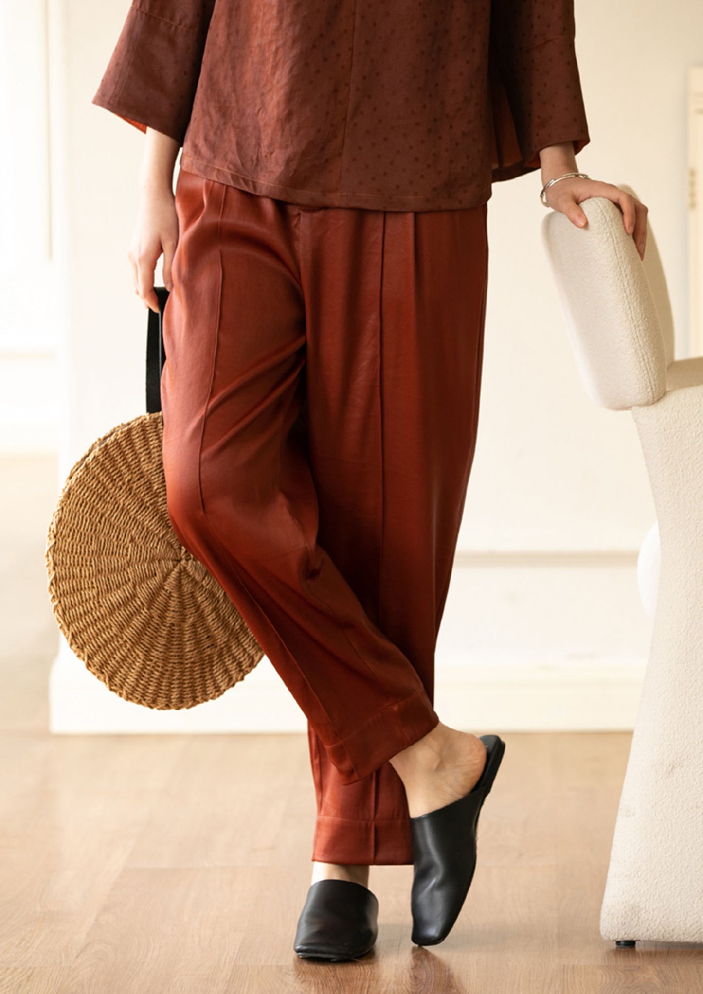 edoa Mud Silk Satin Pants