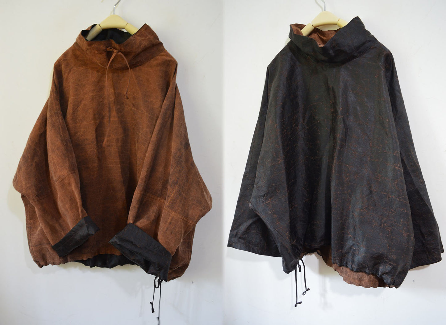edoa Reversible Loose Fitting Cracked Mud Silk High Neck Pullover