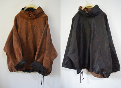 edoa Reversible Loose Fitting Cracked Mud Silk High Neck Pullover