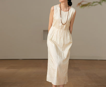 edoa Tussah Silk Sleeveless Dress
