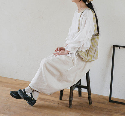 edoa Linen Blouse with Drawstring Sleeves