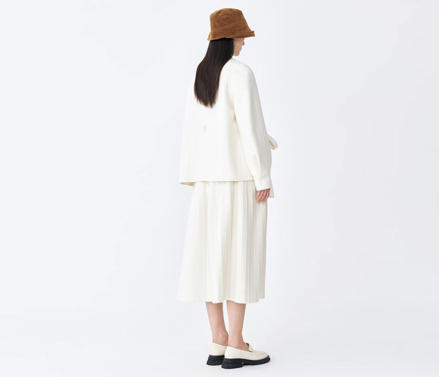 edoa Double Faced Wool Collarless Short Coat