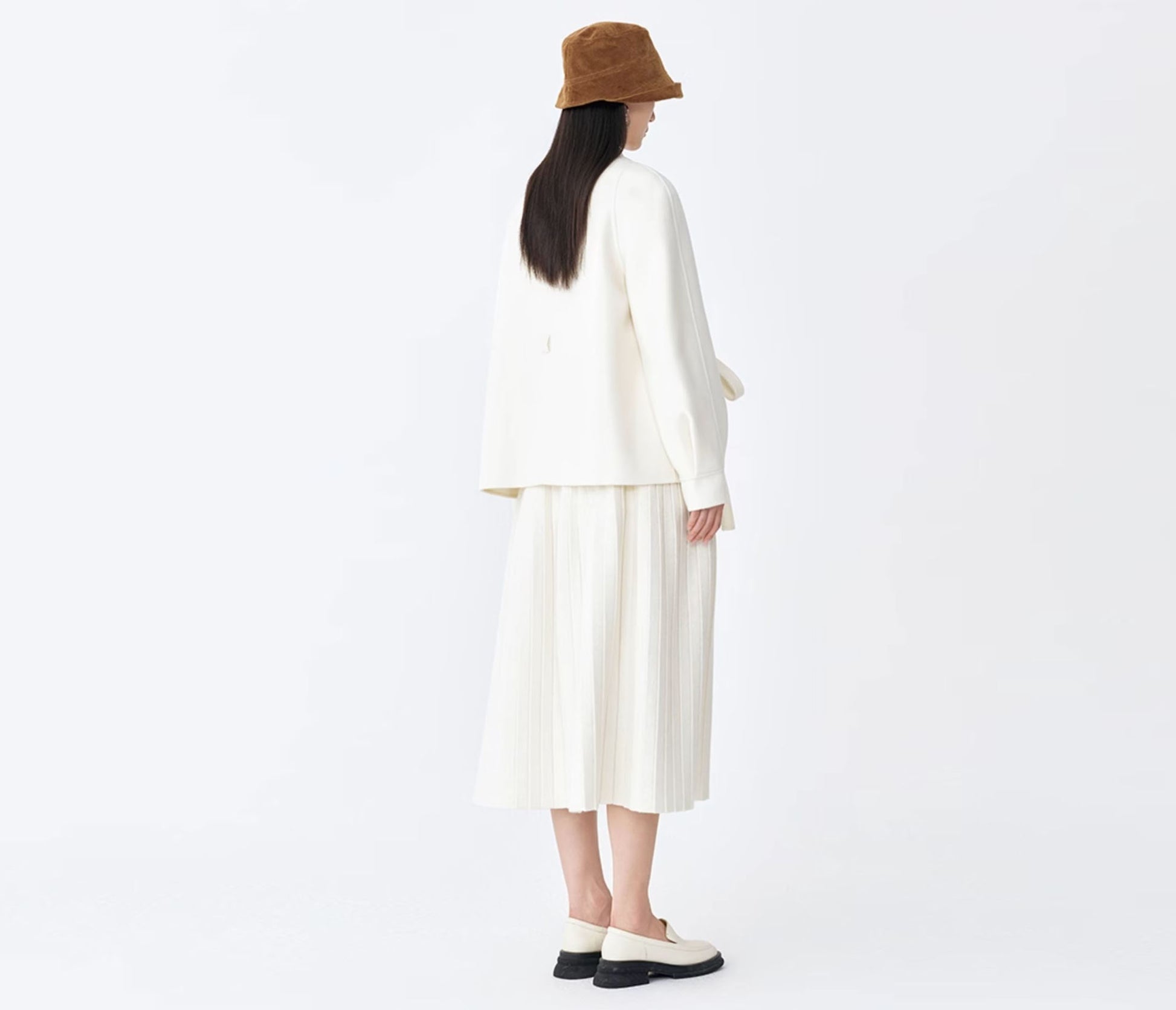 edoa Double Faced Wool Collarless Short Coat