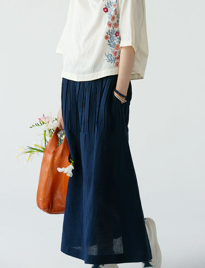 edoa PIntucked Linen A-line Skirt