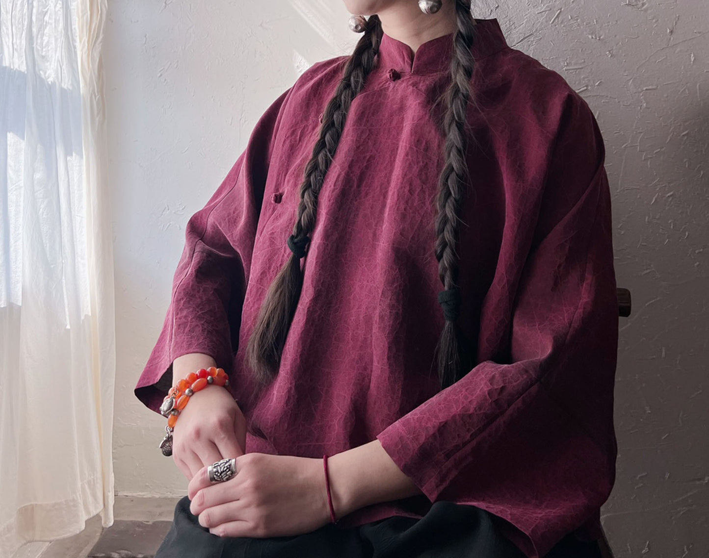 edoa Cracked Mud Silk Qipao