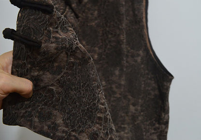 edoa Mud Noil Silk Jacquard Chinese Vest