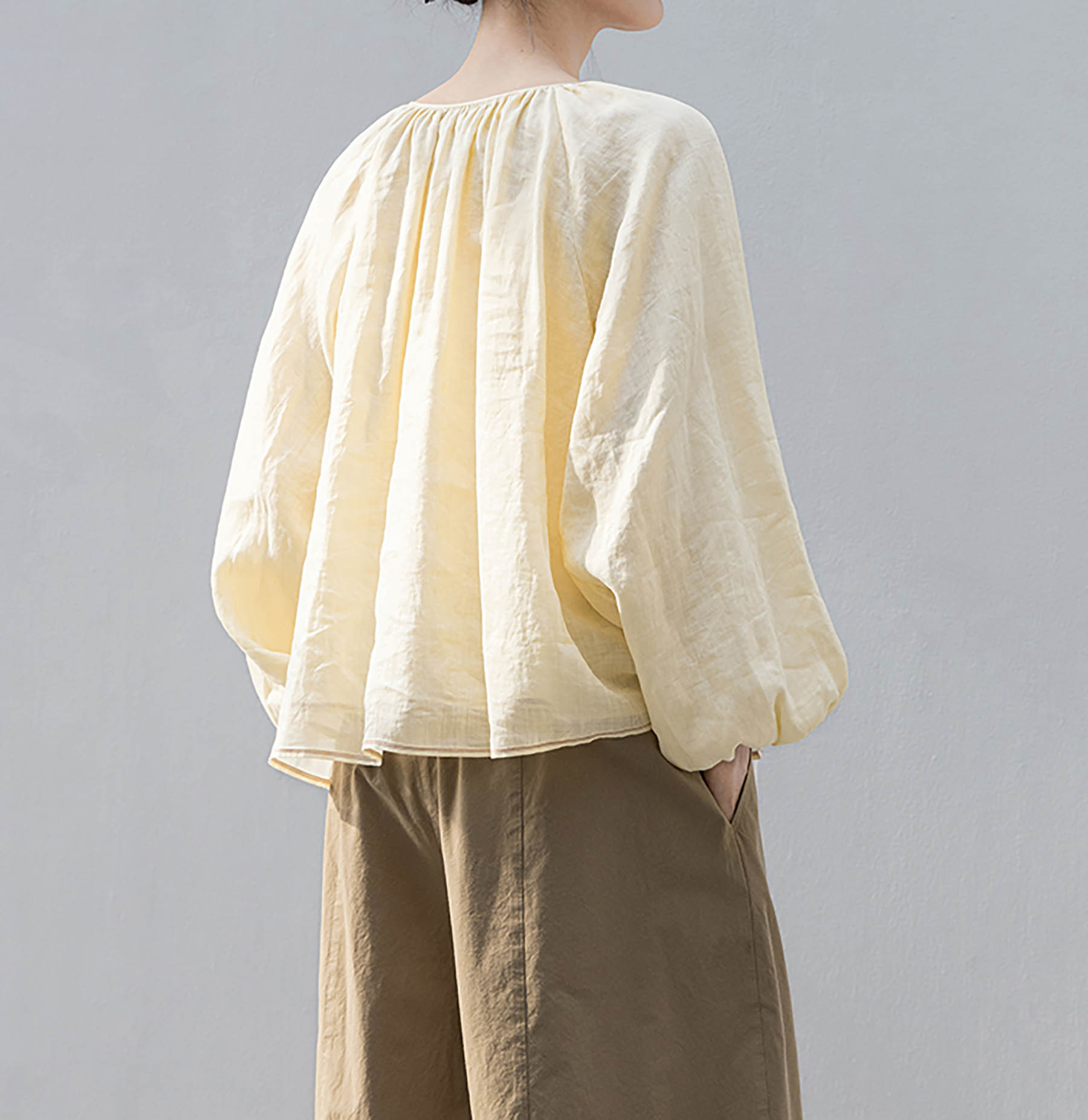 edoa Loose Fitting Double-layer Babydoll Shirt