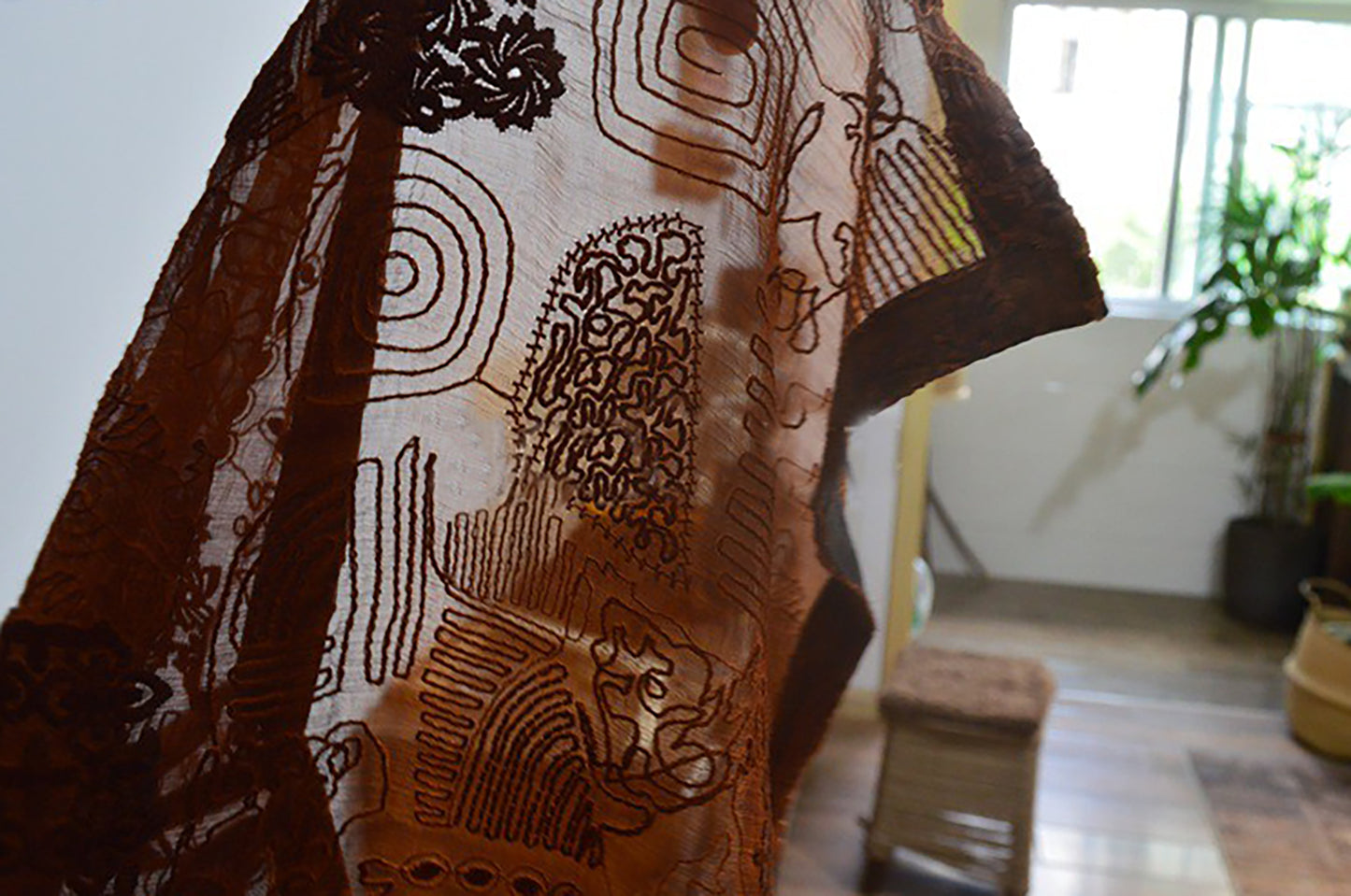 Super Loose Embroidered Mud Silk Chiffon Over Dress dr0134 X286