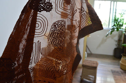 Super Loose Embroidered Mud Silk Chiffon Over Dress dr0134 X286
