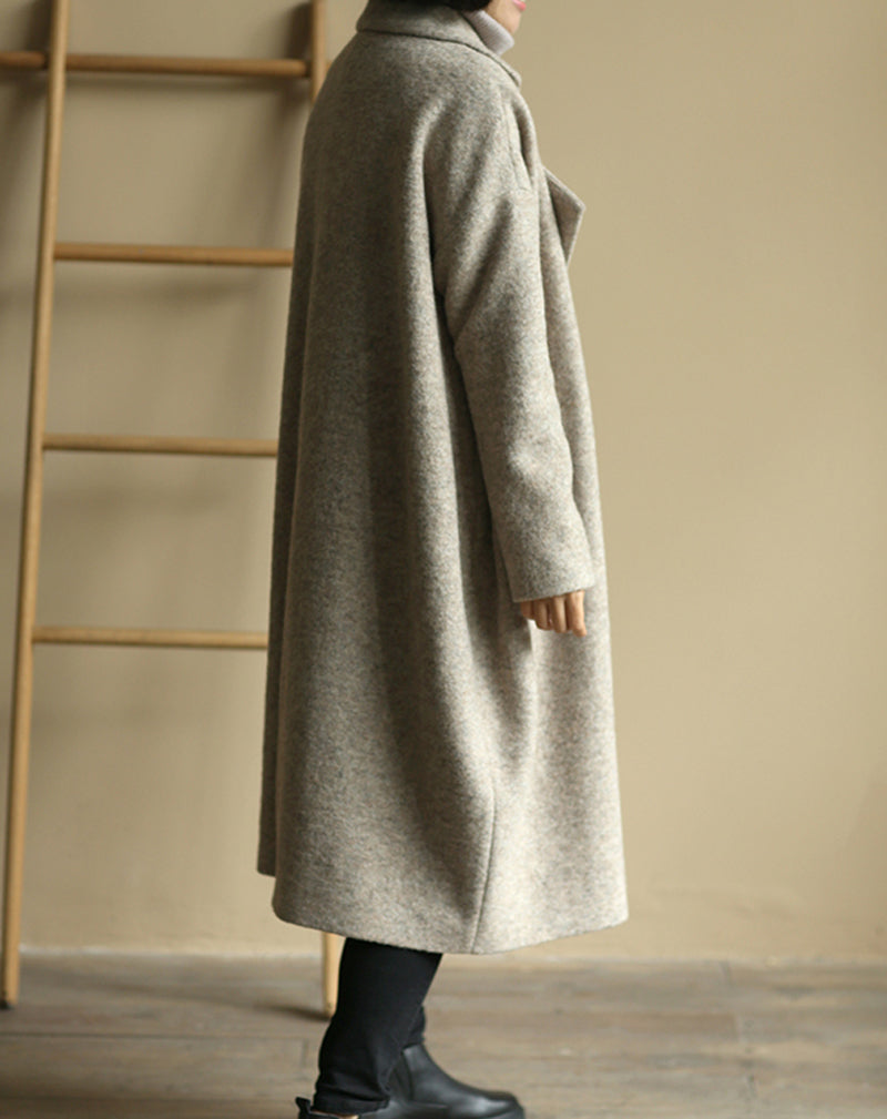 edoa Oversize Double Breasted Knit Wool Cocoon Coat