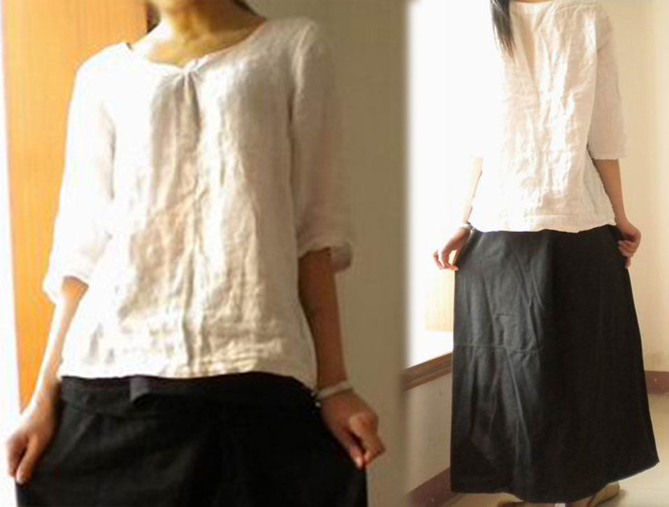 EDOA white linen blouse
