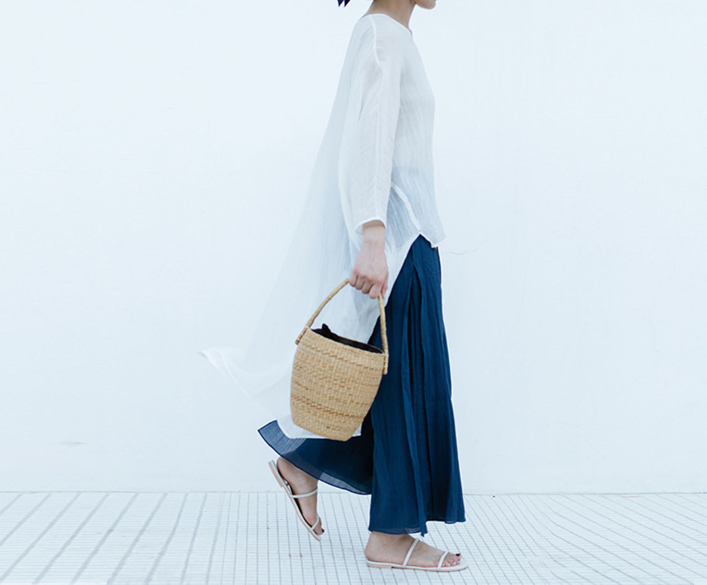 edoa Crumpled Ramie Smock