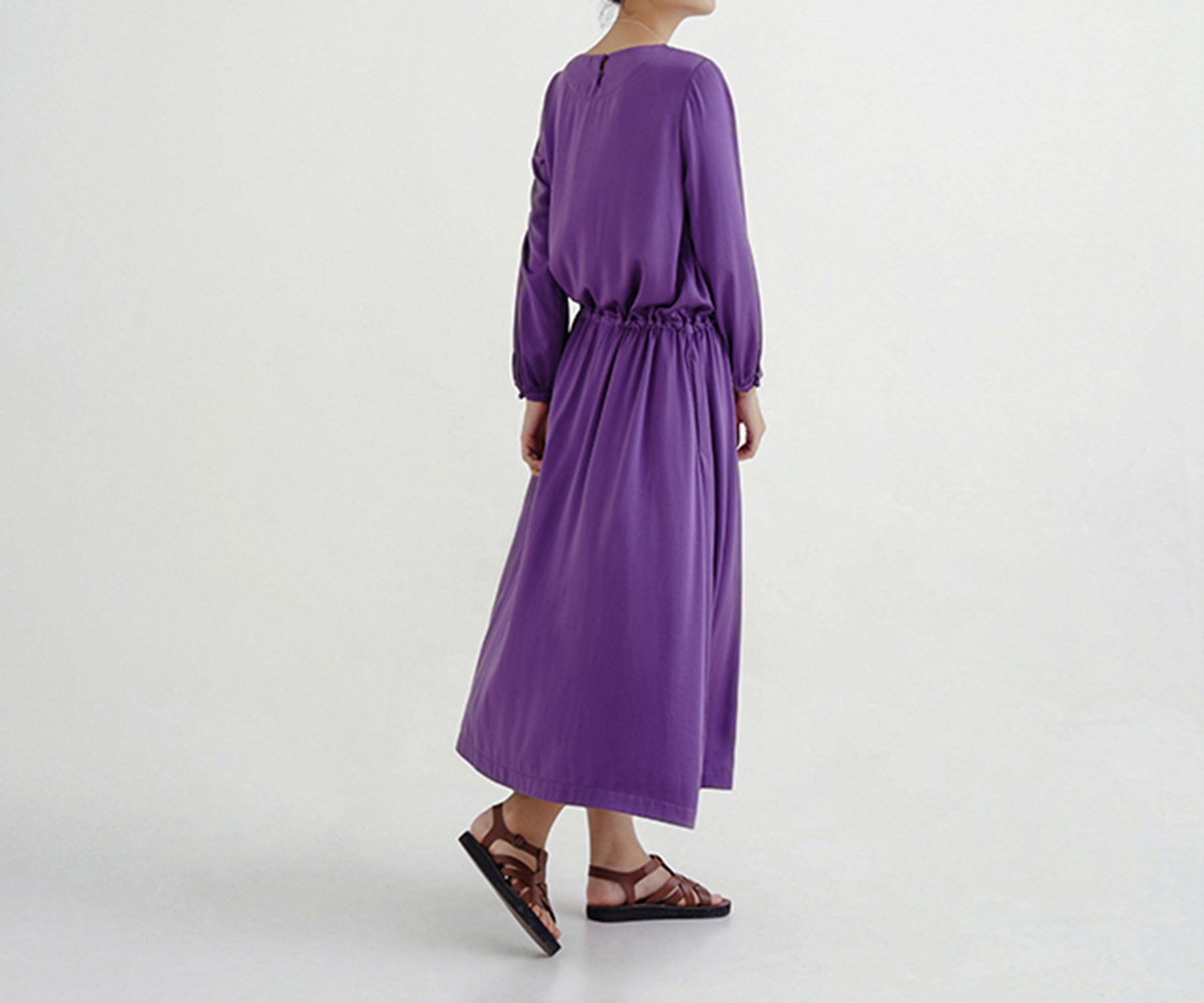 edoa Silk Charmeuse Low Gathered Waist Dress