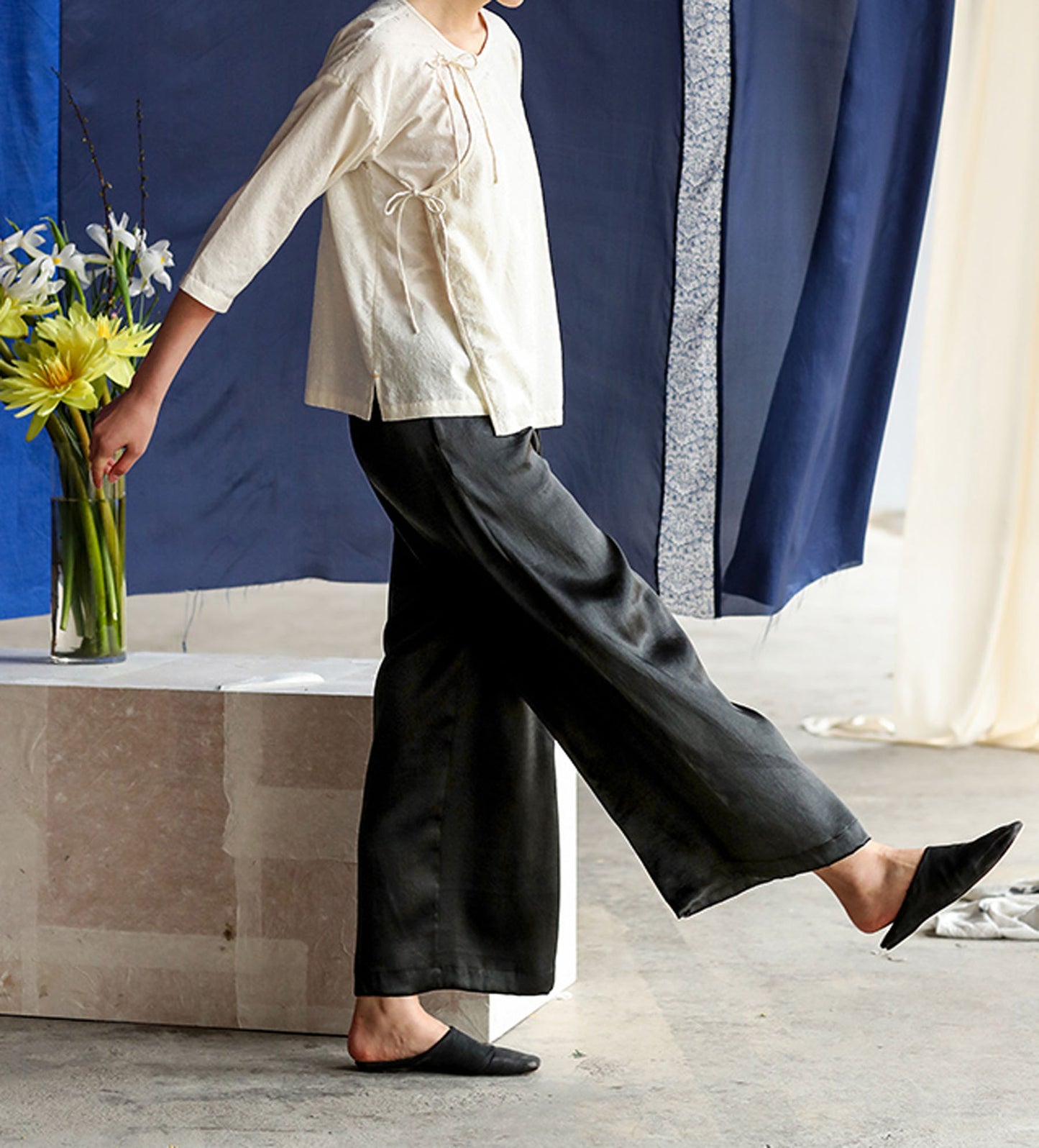 edoa Mud Silk Wide Leg Pants