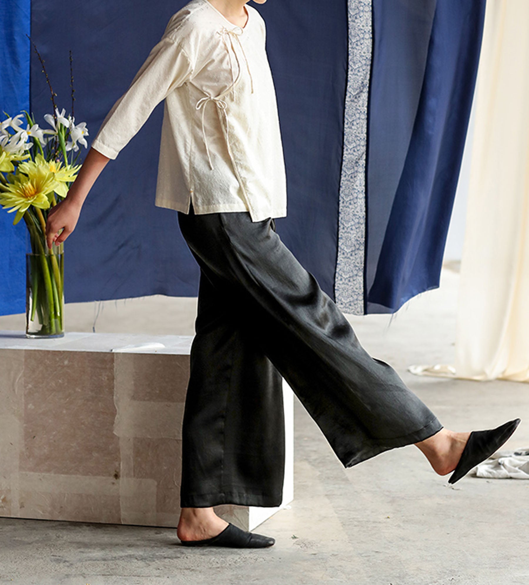 edoa Mud Silk Wide Leg Pants