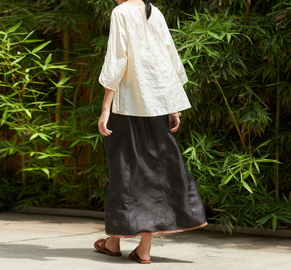 edoa Cracked Mud Silk A Line Skirt