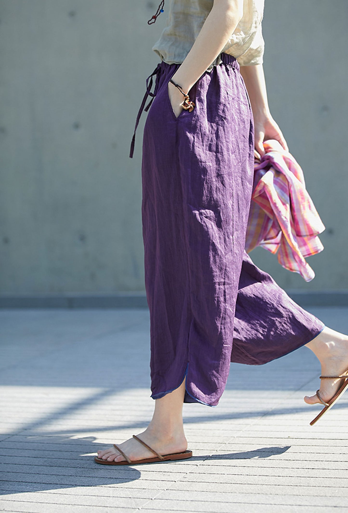 edoa High Counted Ramie Crop Pants