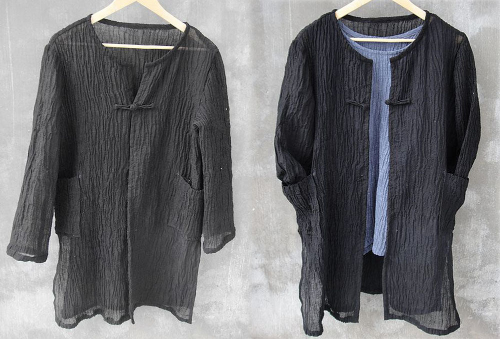 edoa Crinkled Ramie Summer Coat