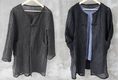 edoa Crinkled Ramie Summer Coat