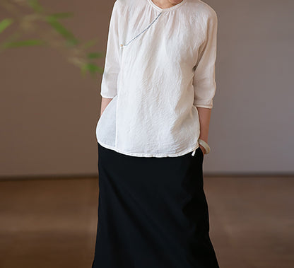 edoa White Simplicity Hemp Blouse
