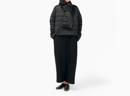 edoa Black Silk Satin Quilted Jacket 