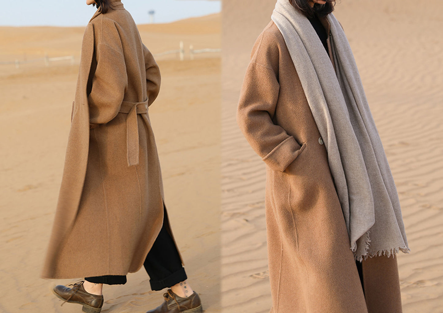 edoa Hand Stitched Double Faced Wool Coat