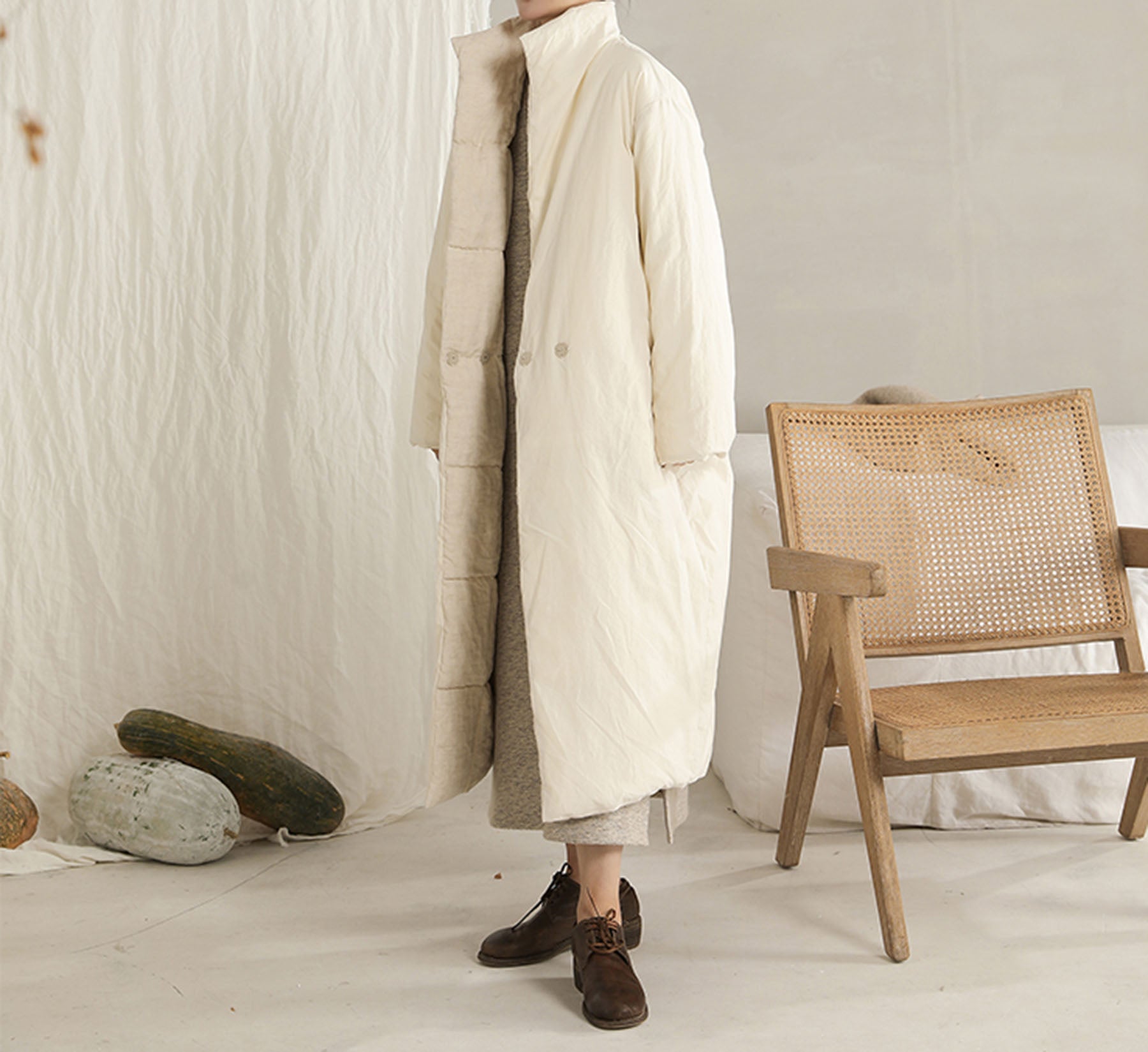 edoa Reversible Winter Linen Down Coat 