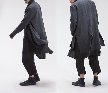 edoa double layer washed linen jacket