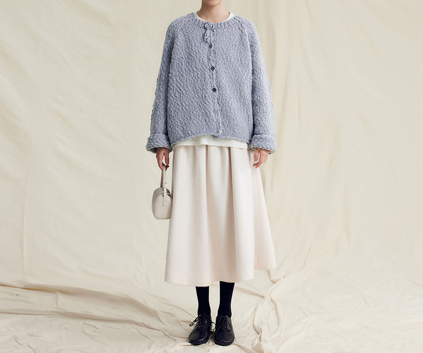 edoa Merino Wool Pleated Fully lined A-line Skirt 