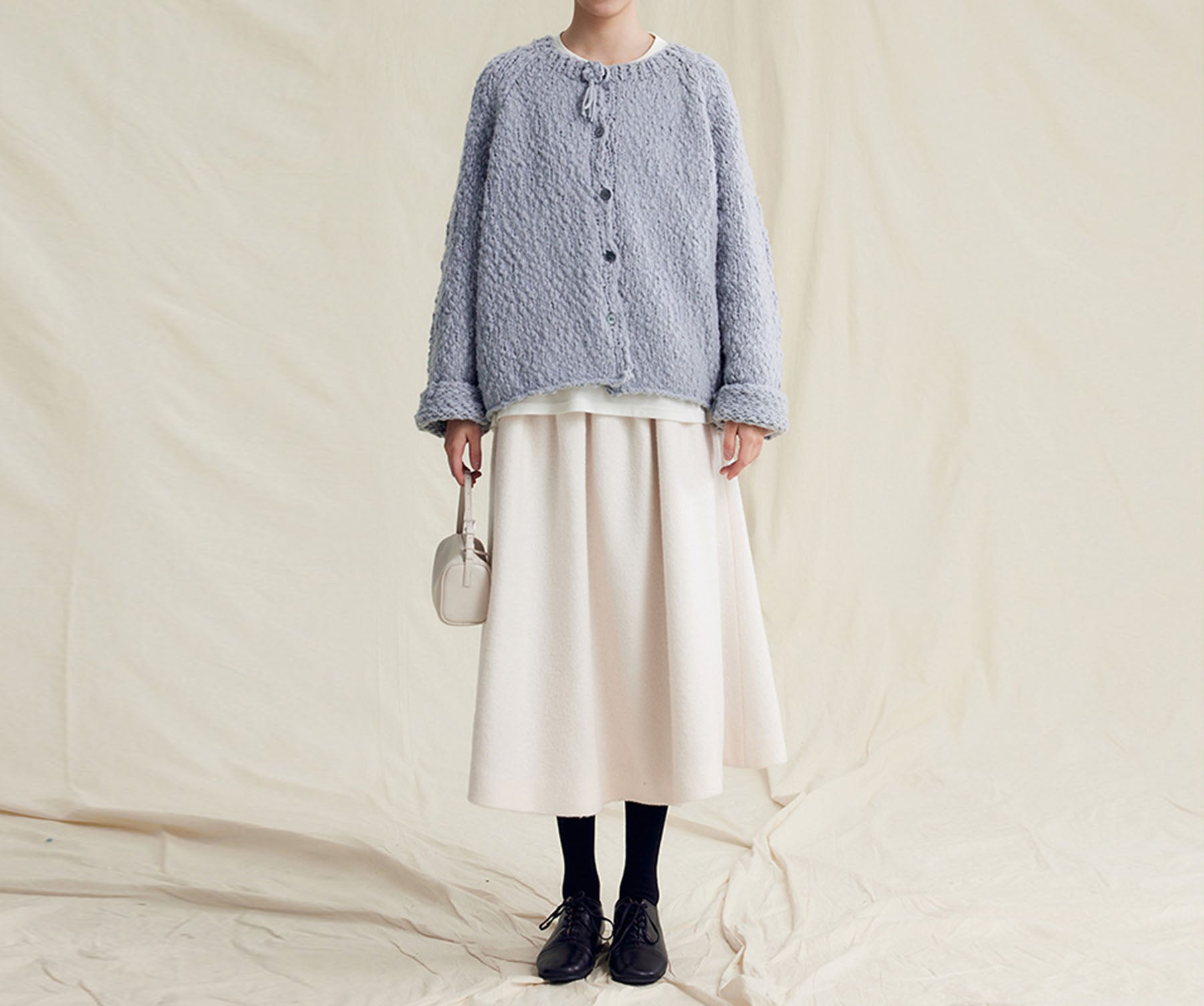edoa Merino Wool Pleated Fully lined A-line Skirt 