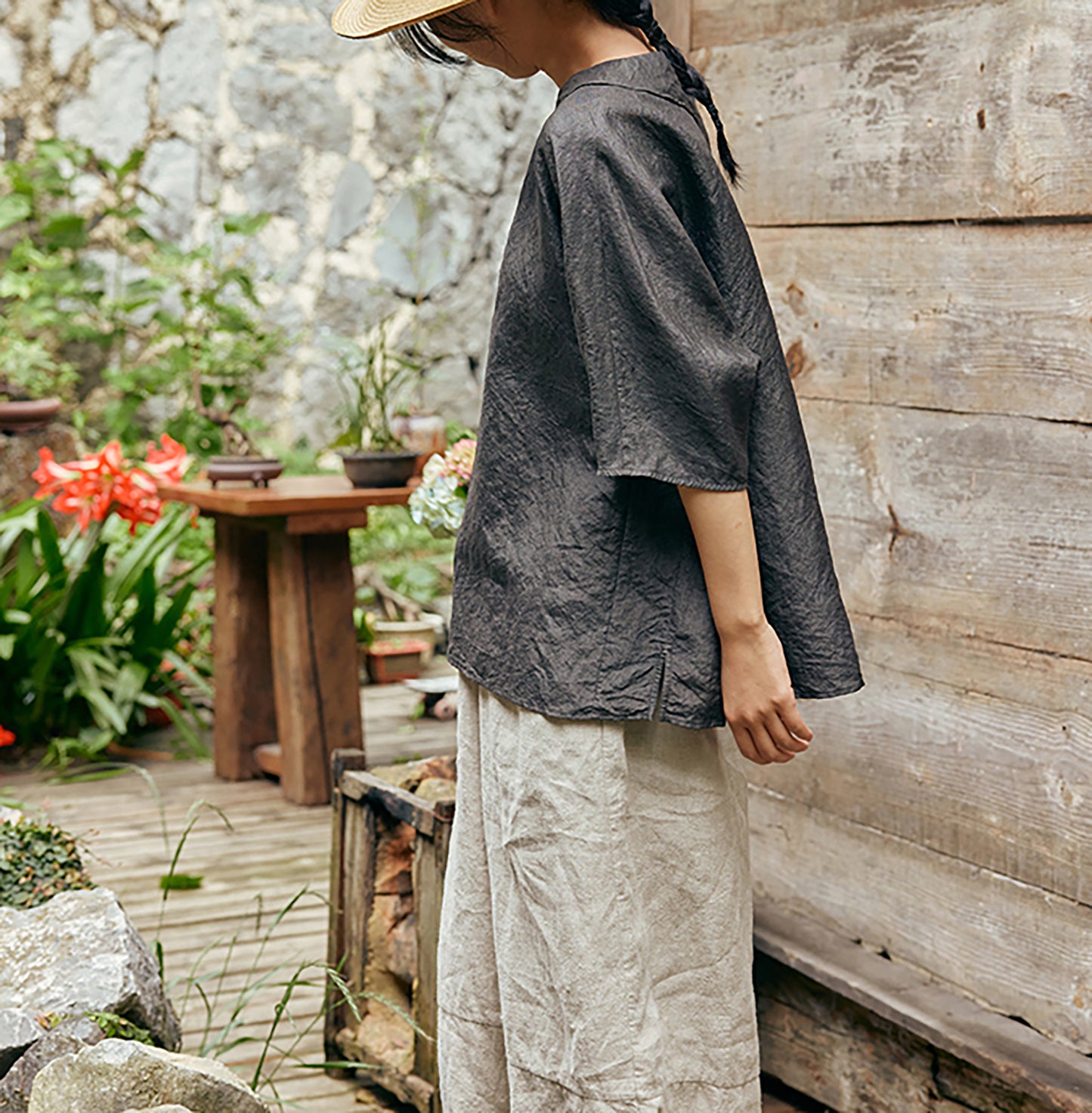 edoa Eco Dyed Dupioni Tussah Silk Blouse