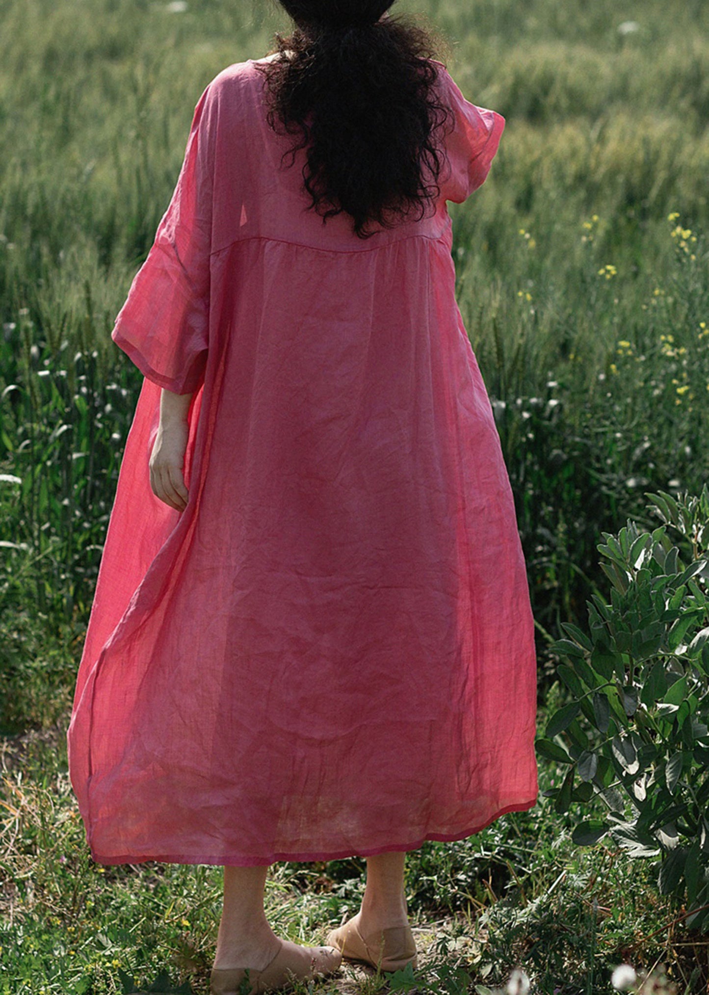 edoa Oversized Ramie High Waist Dress