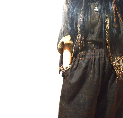 edoa Mud Tussah Silk Pleated Hem Pants 