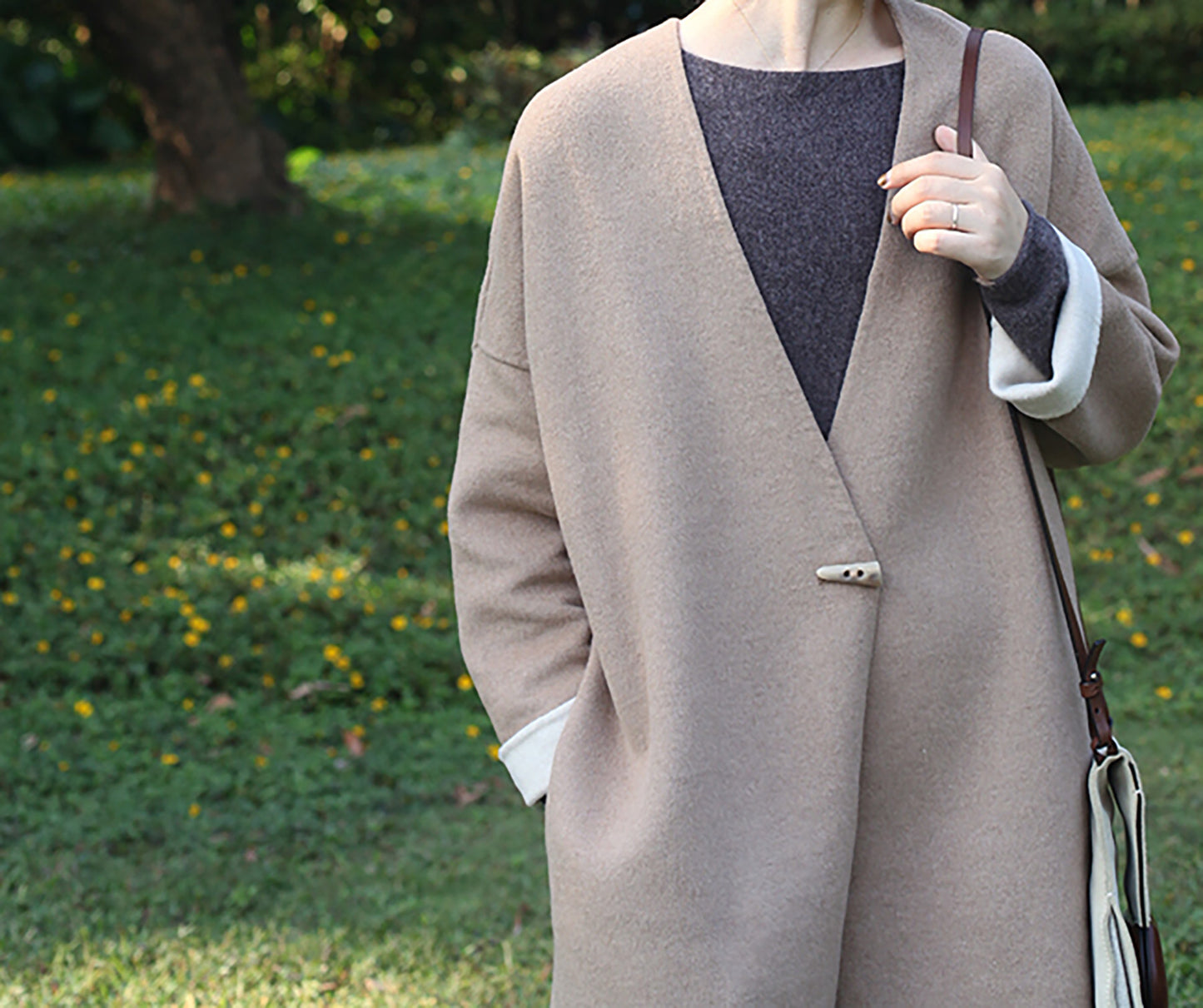edoa Two-tone Double-faced Wool Coat