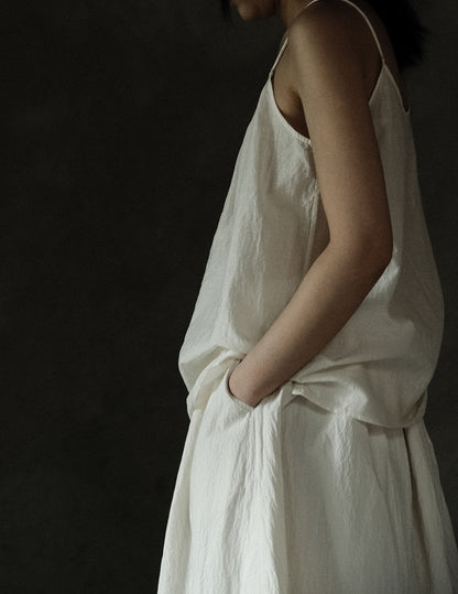 edoa Crinkled Paper Cotton Gathered Cami Top