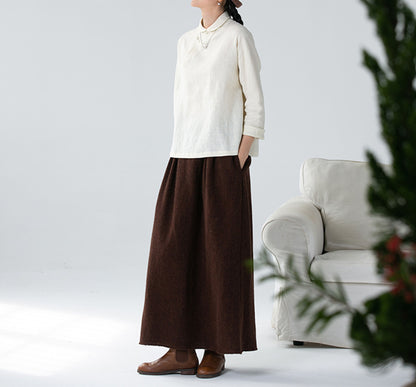 edoa Washed Linen Modified Chinese Blouse