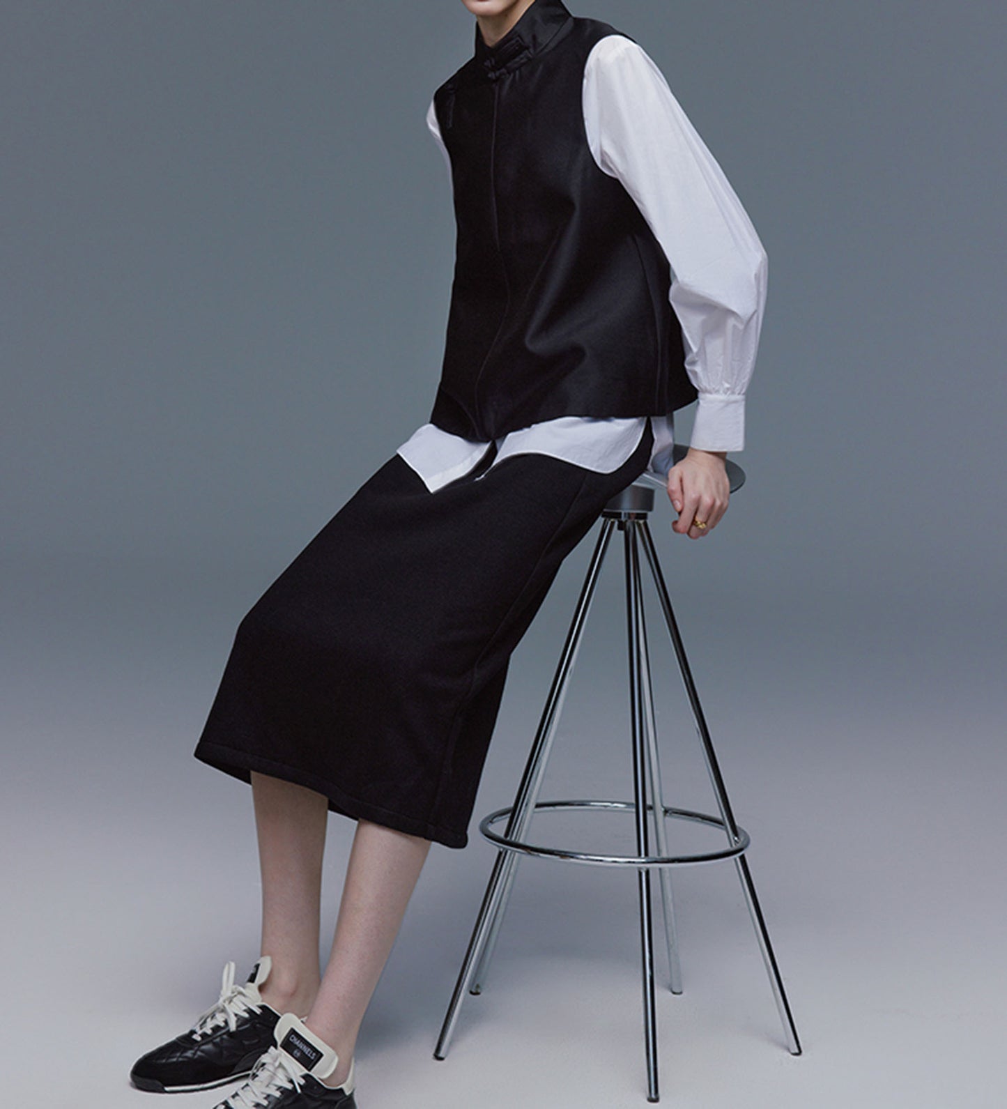 edoa Silk Taffeta Chinese Vest 