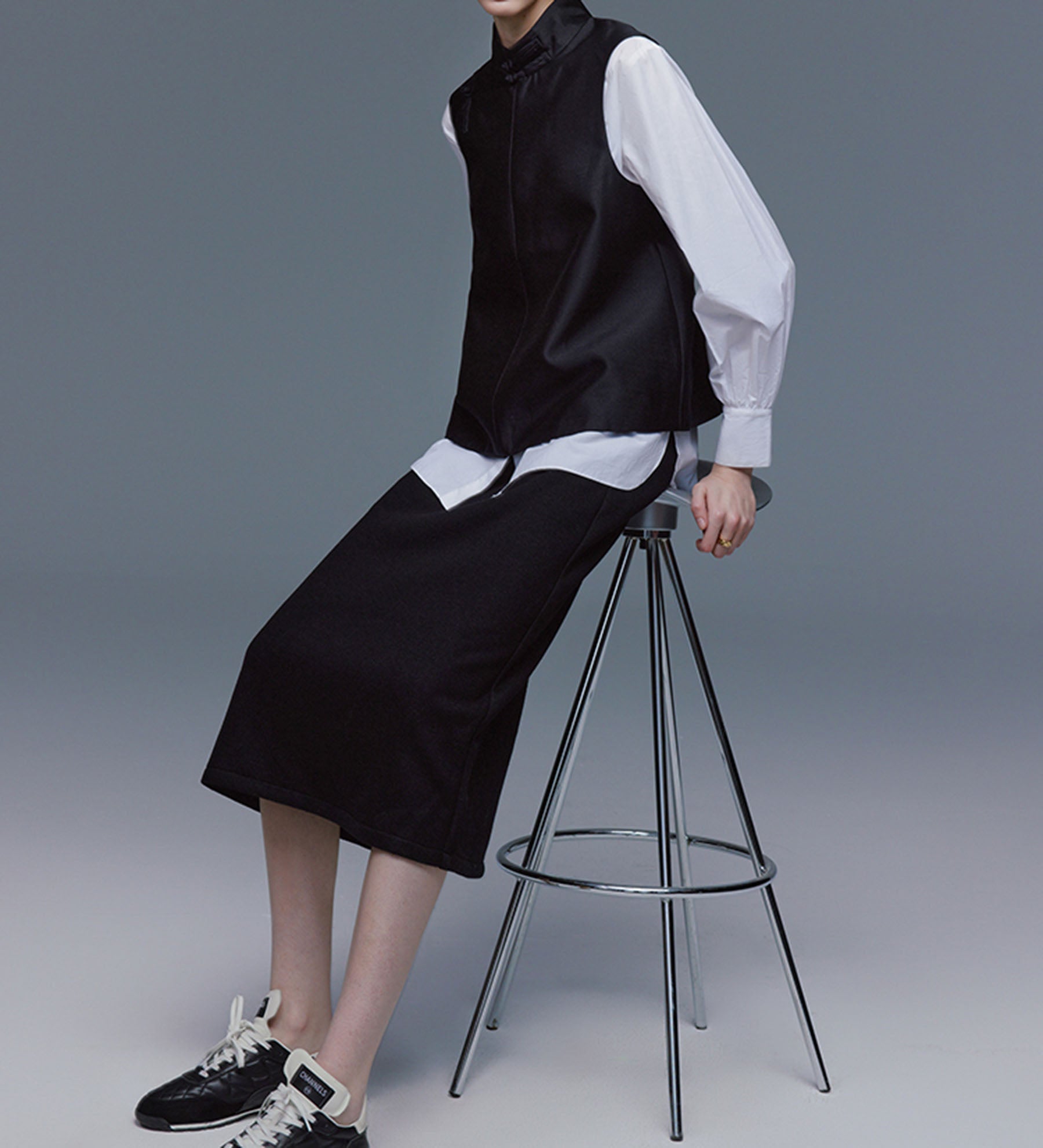 edoa Silk Taffeta Chinese Vest 
