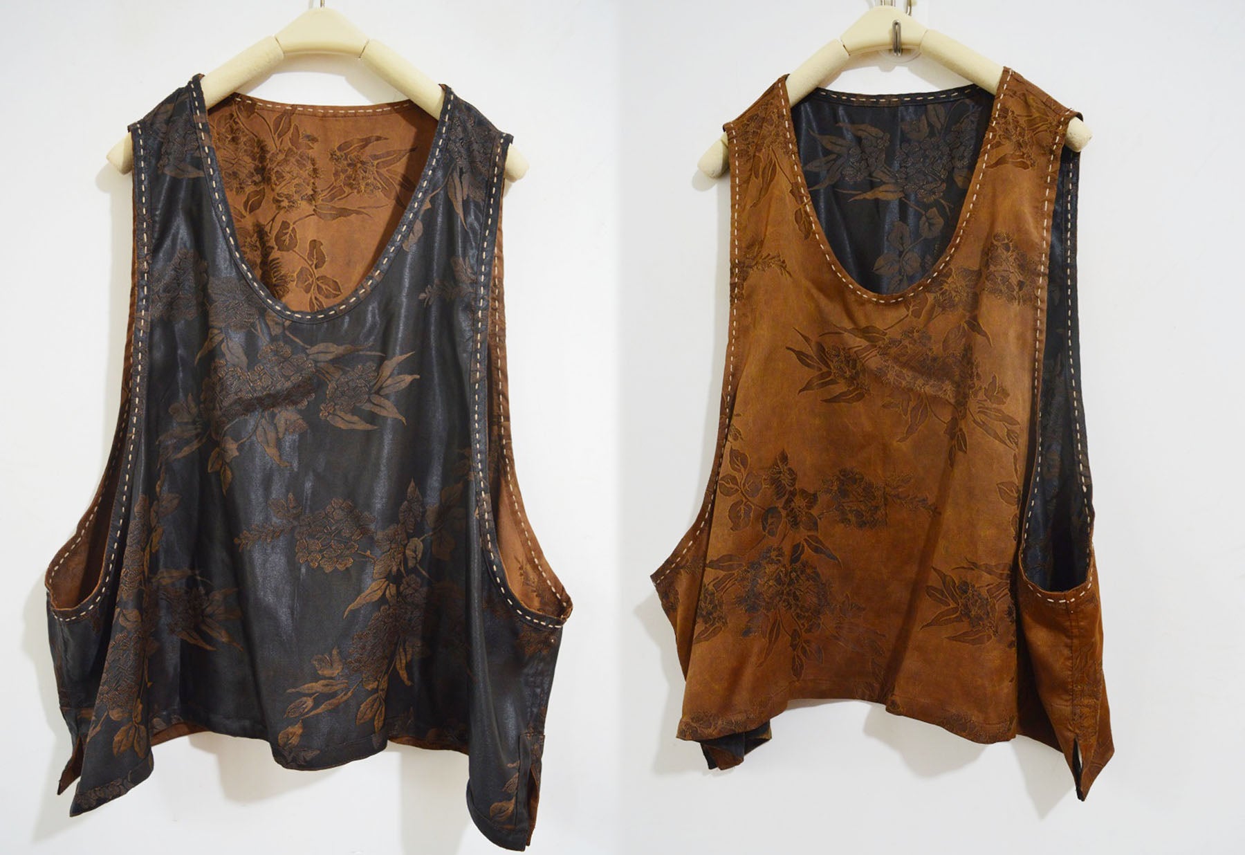 edoa Reversible Mud Silk Rayon Blend Jacquard Vest