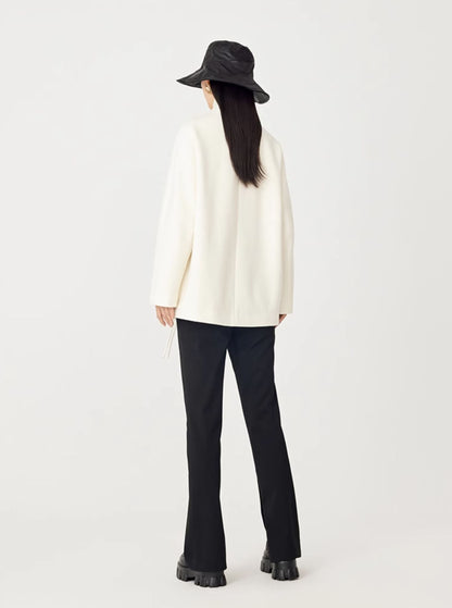 edoa Double Faced Wool Collarless Short Coat