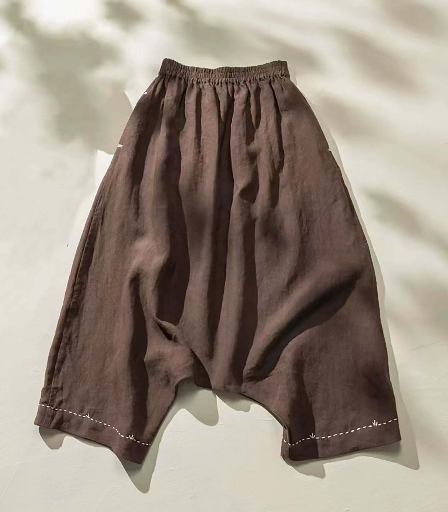 edoa Loose Drop Crotch Linen Harem Pants