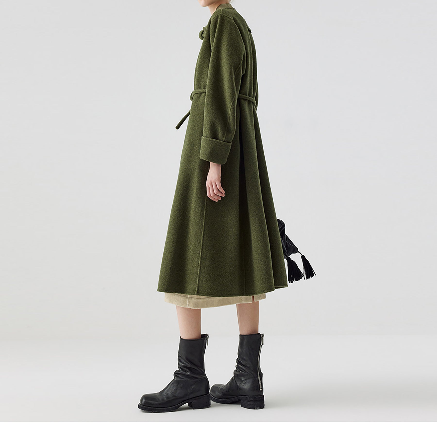 edoa Retro Chinese Style Double-faced Wool Long Princess Coat