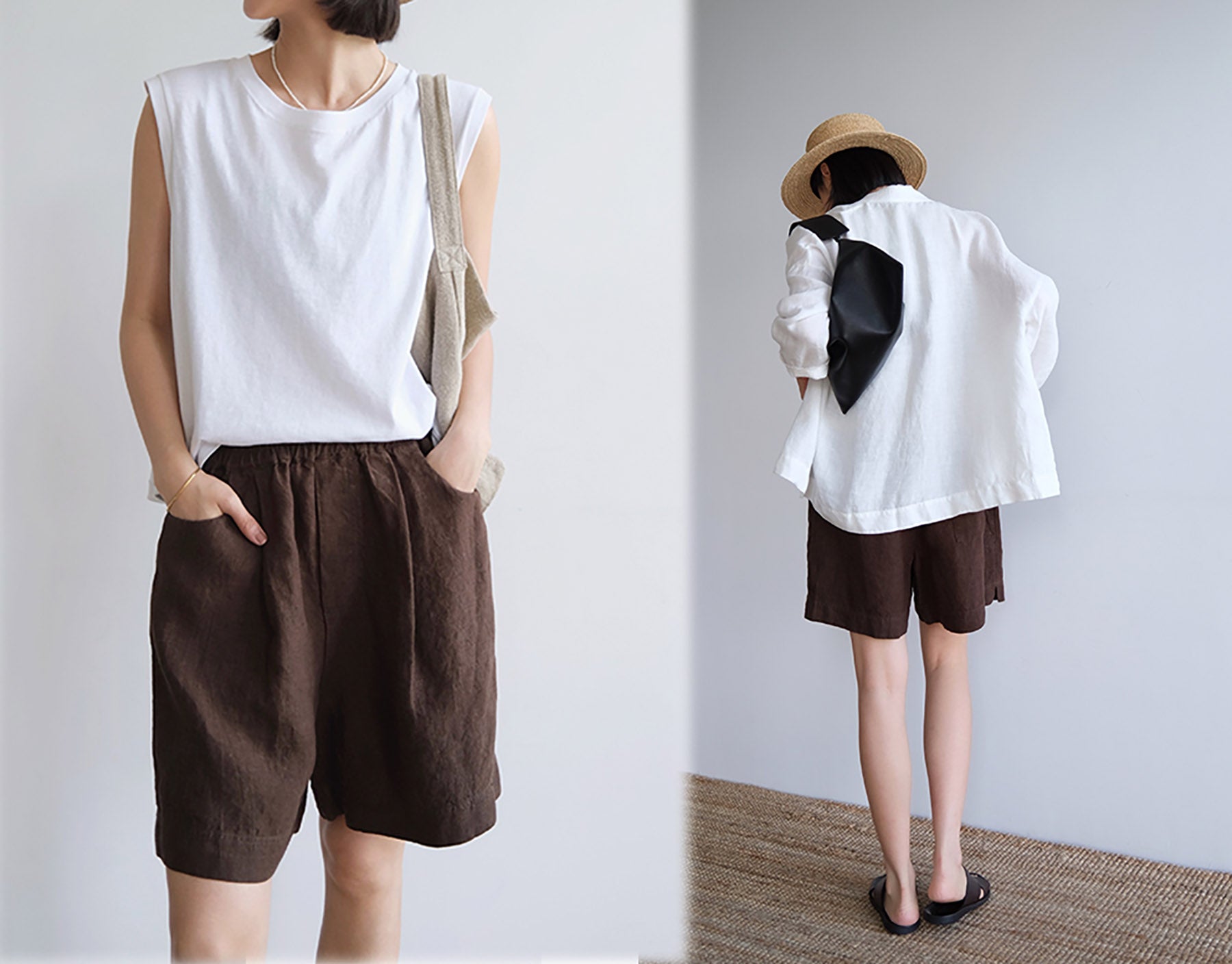 edoa Yarn Dyed Linen Summer Shorts
