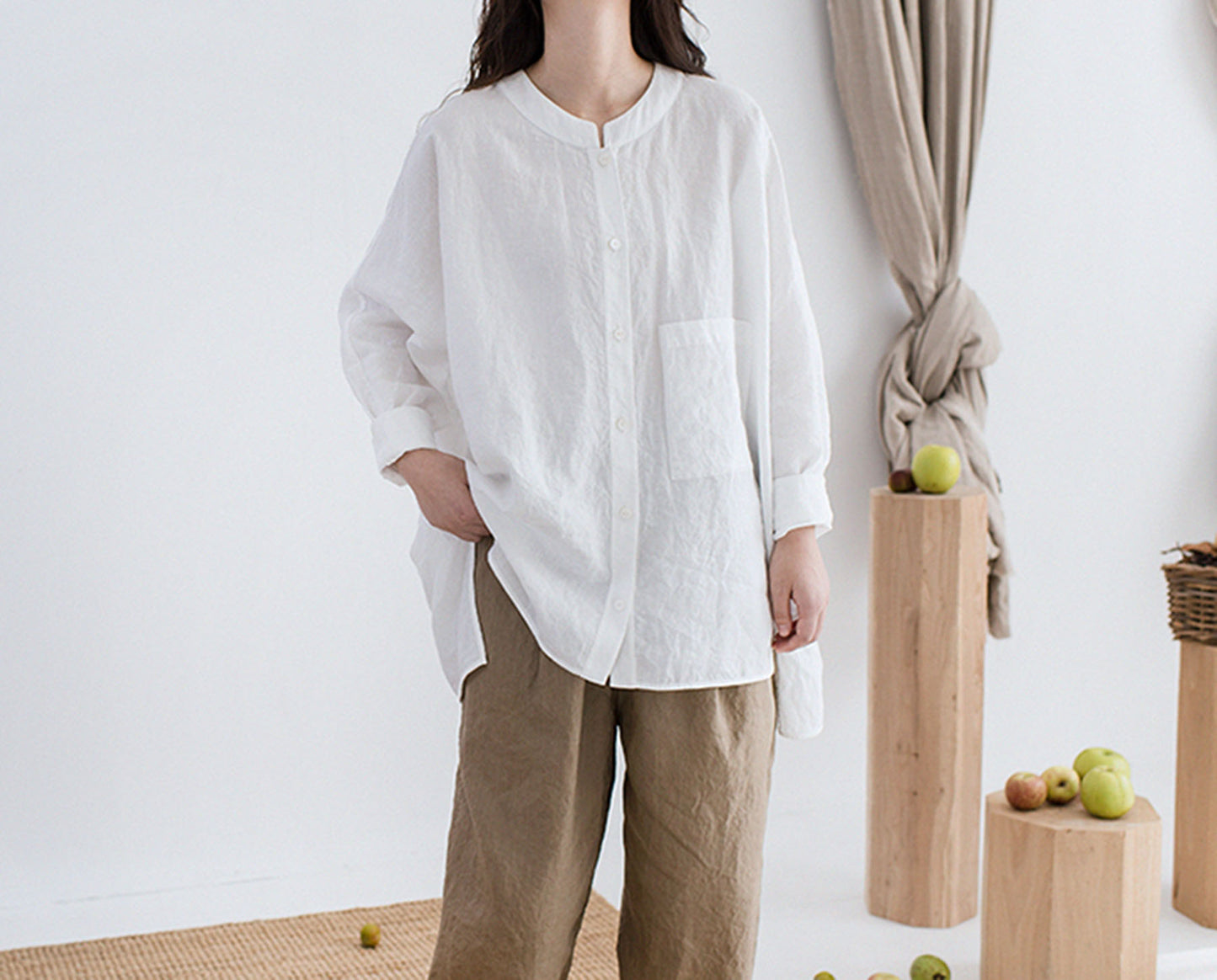 edoa High Count Washed Linen Artist Shirt