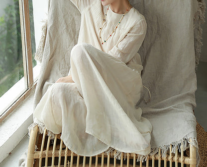 edoa High Count Ramie Cinch Dress