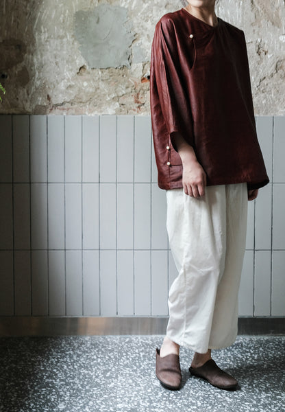 edoa Mud Silk 3/4 Sleeve Chinese Shirt