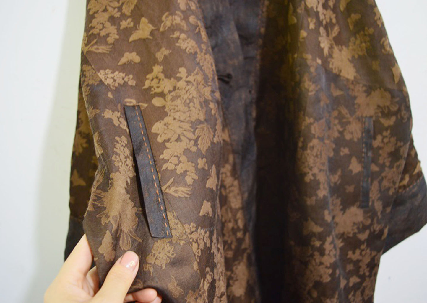 Plant Dyed Silk Wool Blend Jacquard  Coat co0164 A959
